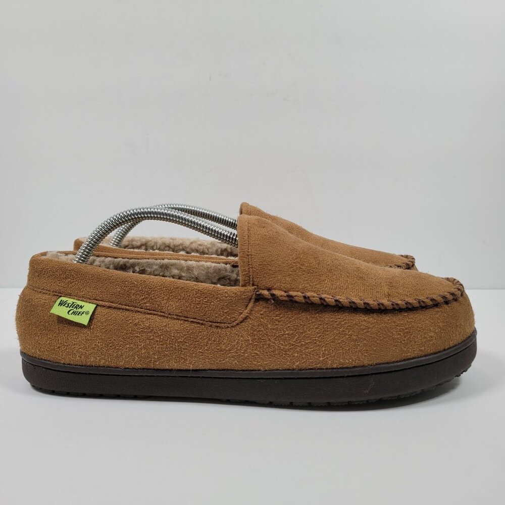 Western Chief Men's Slip On Chestnut Faux Fur Slippers US Size 9